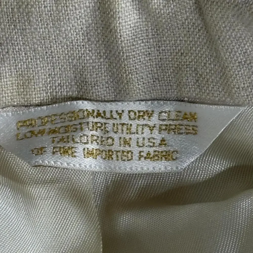 Tommy Hilfiger Blazer Mens Large Beige Linen Blend Tailored USA Classic Jacket